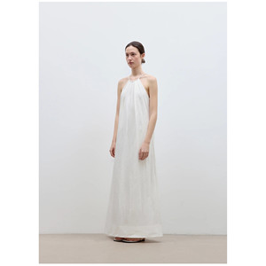 Robe longue d'été pour femme, style minimaliste, col halter, design ajouré - Product Image 1