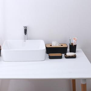 Conjunto de jabonera ecológica y Bolsa, soporte de madera de bambú con forma cuadrada para bañera, plato para cocina, baño y ducha - Product Image 2