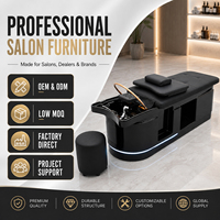 Lit de lavage électrique JOXIN pour salon de spa capillaire avec massage dorsal par rouleaux, douchette et lumière ambiante RGB