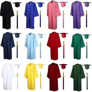 Vestidos de graduación universitarios personalizados, tela mate, uniformes de graduación <span class=keywords><strong>escolar</strong></span> verde y negro para adultos, vestidos y gorras universitarios - Product Image 1