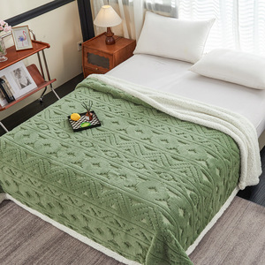 Reine/King Size hiver confortable sieste couverture chaud taffetas jeter épais rayé géométrique solide conception pour bureau usage domestique - Product Image 5