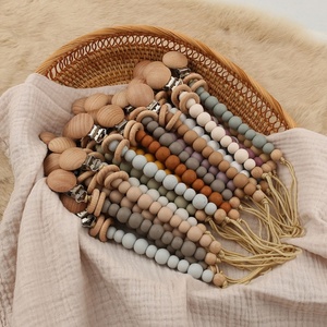 Wholesale funny soother vegan leather clip pacifier teether beads pacifiers clip and safety clip pacifiers