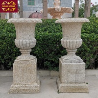 Pot de fleurs en pierre en gros, sculpté à la main, prêt à être expédié, jardinière en marbre, pot de fleurs en granit
