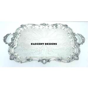 Plateau de service en laiton de forme ovale le plus vendu plat de service à prix raisonnable fabricant indien de plateau de service en laiton - Product Image 2