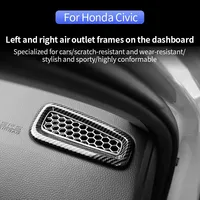 Autocollants décoratifs pour grille d'aération de climatisation en carbone, pour tableau de bord intérieur de voiture, pour Honda Civic 11e génération F15 Type R