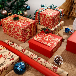 Nuevo diseño Navidad pájaro regalo rollo papel Kraft 43*300 cm - Product Image 5