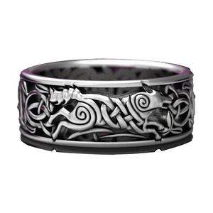 Vendita calda all'ingrosso moda vyking modello di lupo anelli regolabile argento anelli ansia rotanti lupo Fidget anelli - Product Image 6
