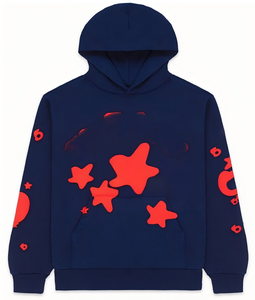 Felpa con Cappuccio in Velluto di Cotone Pesante 450g Stile Star Originale Invernale con Stampa in Schiuma a Ragnatela - Product Image 3