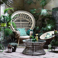 Fauteuil suspendu œuf en rotin pour jardin et terrasse, avec support, modèle Paon