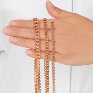 Cadena Cubana de Acero Inoxidable Chapada en Oro Rosa de 3.6mm/5mm/7mm, Collar Clásico Unisex con Eslabones Figaro, de 14 a 30 Pulgadas - Product Image 6