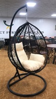 Fauteuil suspendu en forme de nid d'oiseau avec support, chaise à bascule confortable et rembourrée pour patio et mobilier de loisirs de villégiature