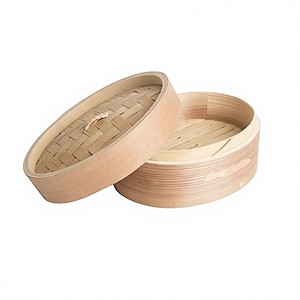Boîte à dim sum en bois de qualité supérieure, à un seul niveau, de forme ronde, taille personnalisée, cuiseur vapeur pour momo, au prix le plus bas - Product Image 1