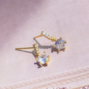 Rakol EP6050 Wholesale 3A Cubic Zirconia Dangle <b>Stud</b> Earrings High Quality Silver Jewelry for Women - Product Image 3