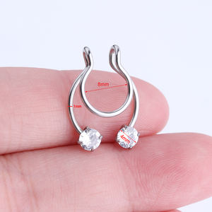 Khuyên Mũi Giả Đính Đá Vách Ngăn, Khuyên Mũi Giả Không Xuyên Đá Zirconia - Product Image 2