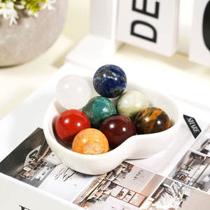 Perle Sferiche da 20mm All'ingrosso in <span class=keywords><strong>Agata</strong></span> Naturale Lucidata, Quarzo Rosa, Occhio di Tigre e Ametista, Mini Sfere di Cristallo Curative per Amore Fai-da-Te - Product Image 2