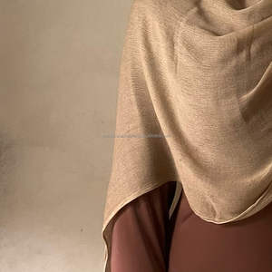 شيلة صيفية فاخرة خفيفة الوزن من الرايون والفيسكوز والمودال والقطن بنسيج التويل والكريب، وشاح حجاب وباندانا بتصميم إثني منسوج - Product Image 4