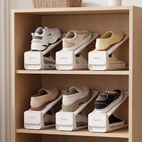 Étagère à chaussures pliable double couche en plastique, rangement domestique, gain de place, étagères à compartiments réglables, antidérapante, pour talons hauts