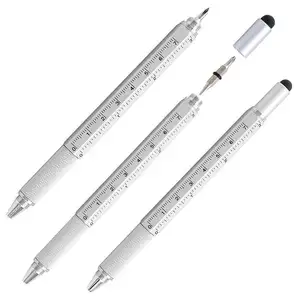 Multitool Screwdriver Pen 6 in 1 Multifunction Pen with Touch Screen Stylus Phillips Screwdriver Ballpoint Pen CM/Inch Rulers