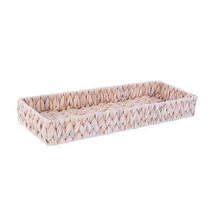 Plateau de rangement en paille tressée Bobai, rectangulaire, blanc, organisateur de bureau multifonctionnel pour la décoration de la maison et le rangement des articles divers - Product Image 3