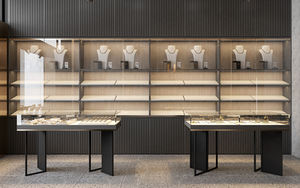 Modern Luxury Jewelry Showcase Customizable High Transparency Wooden Display Cabinet with LED Light Direct From Factory - Product Image 4