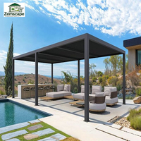 Pergola motorisée intelligente en aluminium avec lames orientables résistantes au vent et écrans latéraux - Gazebo de jardin pour la cour arrière, écologique et durable