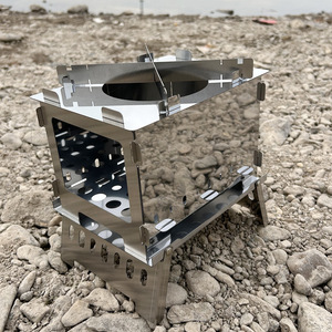Multi Fuel Outdoor Camping Stove 20x15x21cm Windproof Foldable <b>Silver</b> Portable <b>Grill</b> for Picnic Use - Product Image 1