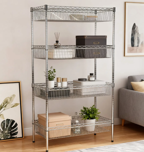 Étagères en fil métallique inclinées, paniers en fil métallique industriels et commerciaux chromés à 5 niveaux, design personnalisé, en vente - Product Image 4