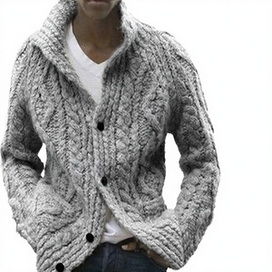 Fall/Winter Men's Wool/Viscose Anti-Pilling <b>Pullover</b> <b>Sweater</b> Solid Color for Collar Long Sleeve Knitted Coat - Product Image 3