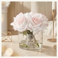 Fleurs Artificielles Parfumées Tissu Fait Main 5 Roses Toucher Naturel Vente en Gros Usine avec Sprays Parfumés Préservés