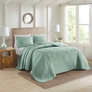 Ensemble de couvre-lit réversible DB Summer Couvre-lit doux 3 pièces pour lit King Queen Jacquard imprimé motifs Patchwork unis pour chambre - Product Image 5