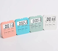 Timer Dapur Elektronik Digital LCD Mini Magnetik dengan Jam Alarm, Timer untuk Pelajar