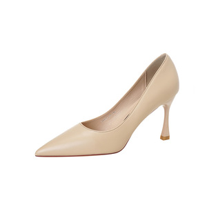 6682-A1 Pointed Toe Stiletto Heel Pumps High Heel 5cm-8cm Leather Lining <b>Rubber</b> Outsole Office Shoes Comfort Gold <b>Edge</b> Trim - Product Image 5