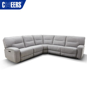 MANWAH CHEERS Sofá seccional reclinable eléctrico gris de tela de lujo de 5 plazas con salida de CA y Puerto USB para muebles de sala de estar - Product Image 5