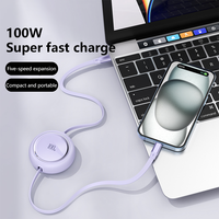 A3 OEM Câble USB Rétractable Mini 100W 5A à Charge Rapide 1.2M en Nylon, Câbles de Chargeur TYPE-C Compatibles IOS et MacBook, Vente Chaude