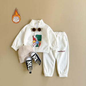Ensembles de Vêtements Chauds d'Hiver pour Garçons, <span class=keywords><strong>Veste</strong></span> <span class=keywords><strong>Polaire</strong></span> à Demi-Zip et Pantalon, Tenue de Fille Tout-Petit, Survêtement pour Enfants, Vêtements de Bébé Garçon - Product Image 1