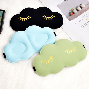 Nouveau <span class=keywords><strong>Masque</strong></span> de Sommeil 3D Nuage en Soie Glacée, Respirant et Léger, avec Estampage Doré, Protection des Cils - Product Image 2