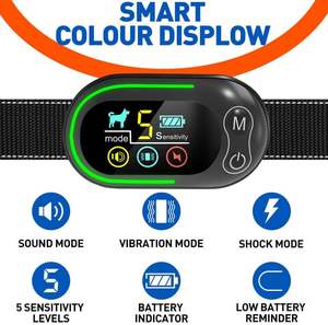 كلب Amz مكافحة النباح طوق قابلة لإعادة الشحن للماء IP67 لا النباح طوق التصفير الاهتزاز طوق صدمة الكلب النباح جهاز رادع - Product Image 2