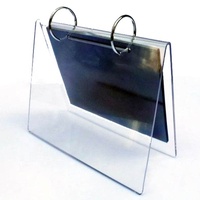Cadre photo en plastique acrylique transparent de haute qualité avec clips circulaires en métal et 6 supports rabattables