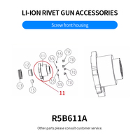 Pistolet à rivets électrique à batterie au lithium carré R5B611A, accessoires pour outil de rivetage, boîtier avant à vis, personnalisable OEM