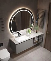 Meuble sous lavabo en contreplaqué avec miroir au design moderne pour les salles de bain des hôtels et des villas Nouvelle version