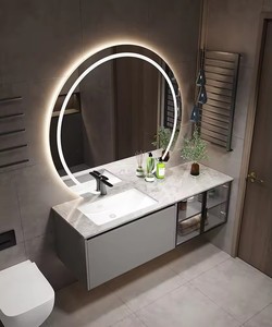 Gabinete de madera contrachapada de tocador para lavabo de losa de diseño moderno con lavabo de espejo para baños de hoteles y villas Nuevo lanzamiento - Product Image 3