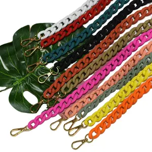 High Quality Colorful Mixed Gold Matte Acrylic Chains Bag Accessories Rubber Coated Chain Strap For Bags