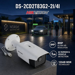 Cámara <span class=keywords><strong>IP</strong></span> Bullet Fija <span class=keywords><strong>Hikvision</strong></span> DS-2CD2T83G2-2I/4I <span class=keywords><strong>de</strong></span> 8MP con AcuSense, WDR <span class=keywords><strong>de</strong></span> 120dB, H.265+, Seguridad para Exteriores - Product Image 1