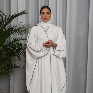 Zifeng OEM Ropa Islámica Eid Abaya Musulmana Blanca Cosida de Talla Grande - Product Image 4
