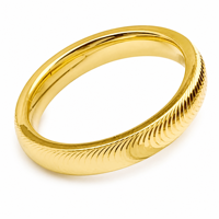 18K Vergoldete Edelstahl Trendige Paarringe Geometrisches Katzenauge Wellenmuster Graviert Wasserdicht Nicht Verblassend Unisex Alltagsschmuck