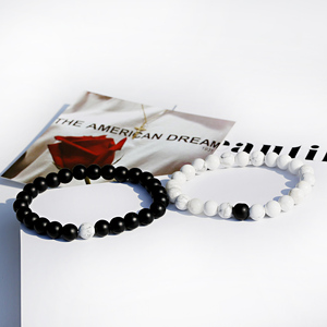 Fashion Black Matte Stone Bead White Howlite Stone <strong>Yin</strong> <strong>Yang</strong> Couple <strong>Bracelet</strong> Set Distance His &amp; Hers Forever <strong>Bracelet</strong> Wholesale - Product Image 4