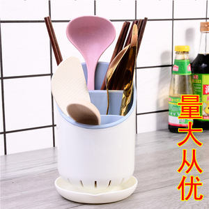 <b>Plastic</b> Chopstick Holder Cylindrical Multi Functional Kitchen Storage <b>Rack</b> Standing Type Round Design - Product Image 2