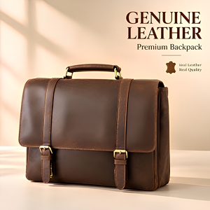 Bolso Bandolera Vintage de Cuero Genuino Marrón, Maletín para Portátil de 14 Pulgadas, Bolso de Hombro para Oficina y Viajes para Hombre - Product Image 1