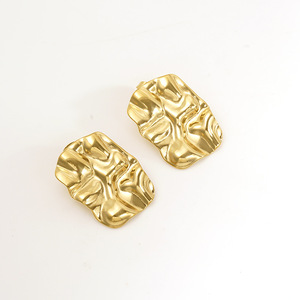 ZOGXIN Wave Stud Earrings 18K Gold Plated Stainless Steel Geometric Party Fashion Jewelry - Product Image 5