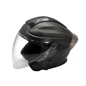 Nueva moda gran oferta LS2 media cara doble lente fibra de carbono casco de motocicleta para adultos hombres mujeres conducción de carreras